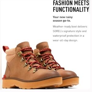 ✨ Sorel Women's Hi-Line Hiker boots in umber/tawny leather size 8 Snow Winter